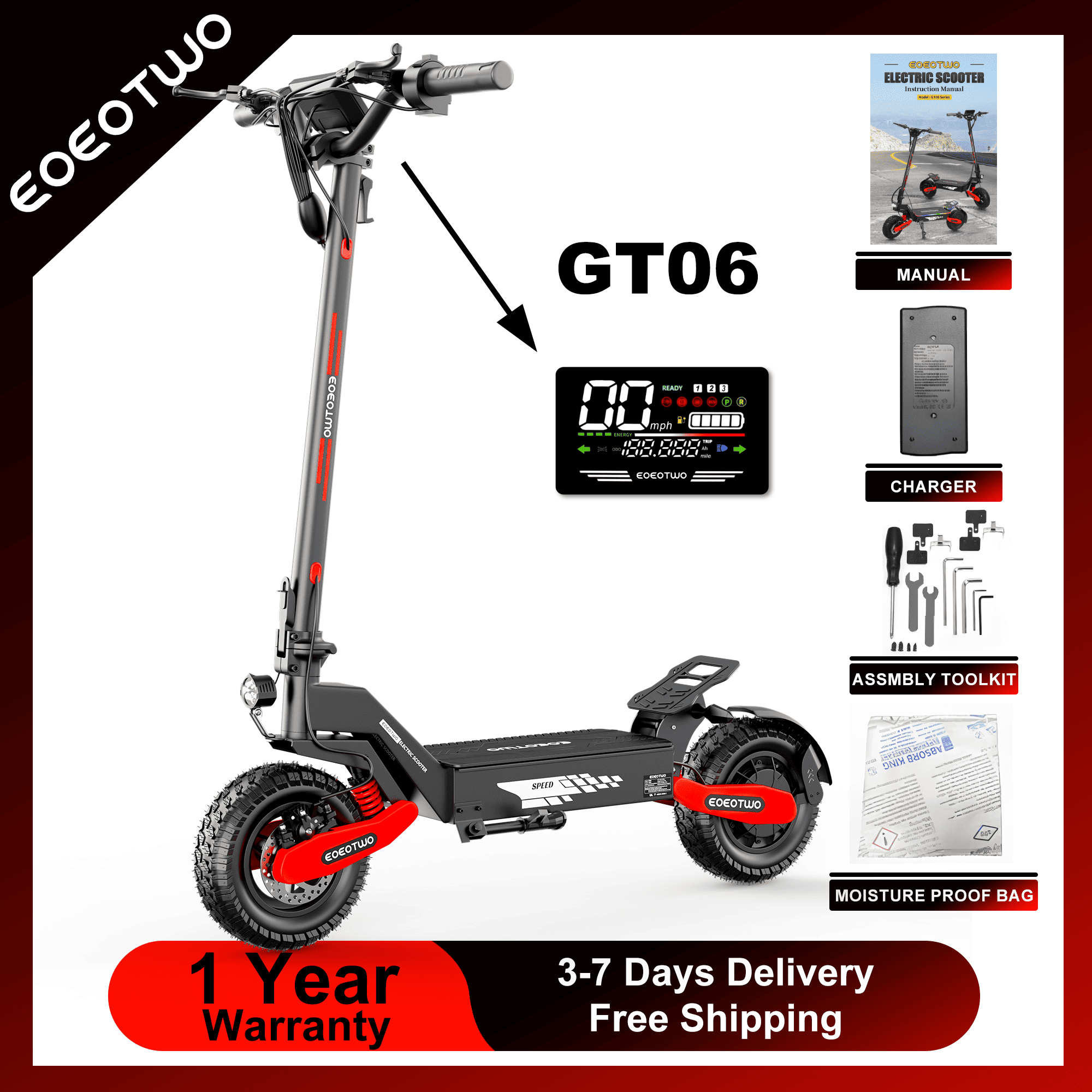 Dual Motor Ebike Kit 2000W - Электросамокат EOEOTWO GT06 для взрослых, мощность